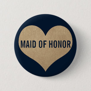Maid of honor läder Struktur Guld Hjärtsflottan Knapp