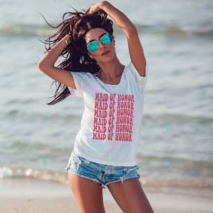 Maid of honor Magenta Matching Brudens sida T Shirt