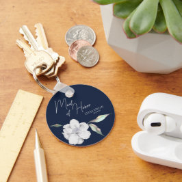 Maid of honor marinblått Blommigt Bröllop Gift Nyckelring