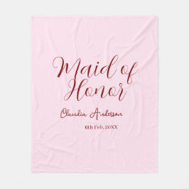 Maid of honor mauve name date pink pastel brides fleecefilt