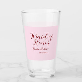 Maid of honor mauve name date pink pastel brides glaskopp