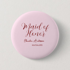 Maid of honor mauve name date pink pastel brides knapp