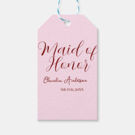 Maid of honor mauve name date pink pastel brides presentetikett