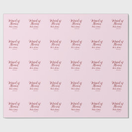Maid of honor mauve name date pink pastel brides presentpapper