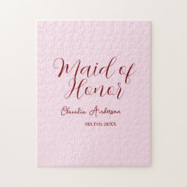 Maid of honor mauve name date pink pastel brides pussel