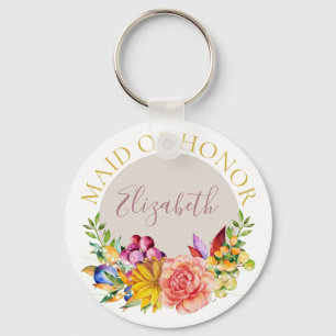 Maid of honor med den kända blom- buketten nyckelring