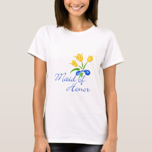 Maid of honor med gult tulpaner t-shirt