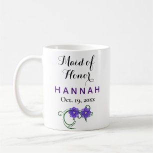 Maid of honor Modern Typografi Lila Bröllop Kaffemugg