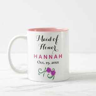 Maid of honor Modern Typografi Rosa Bröllop Två-Tonad Mugg