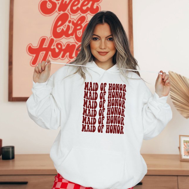 Maid of honor Mörk Red Matching Brudens sida T Shirt (Skapare uppladdad)
