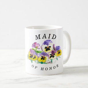 Maid of honor Pansies Blommigt Vintage bröllop Kaffemugg