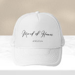 Maid of honor Personlig Chic minimalistisk Bröllop Keps<br><div class="desc">Den här chicen,  enkel maid of honor som har ditt namn under elegantens svarta typografi. Anpassa den här eleganten,  moderna brudens sida-hattar till bröllop eller bachelorette-festen.</div>