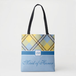 Maid of honor Personlig Namn Tartan Bridesmaid Tygkasse