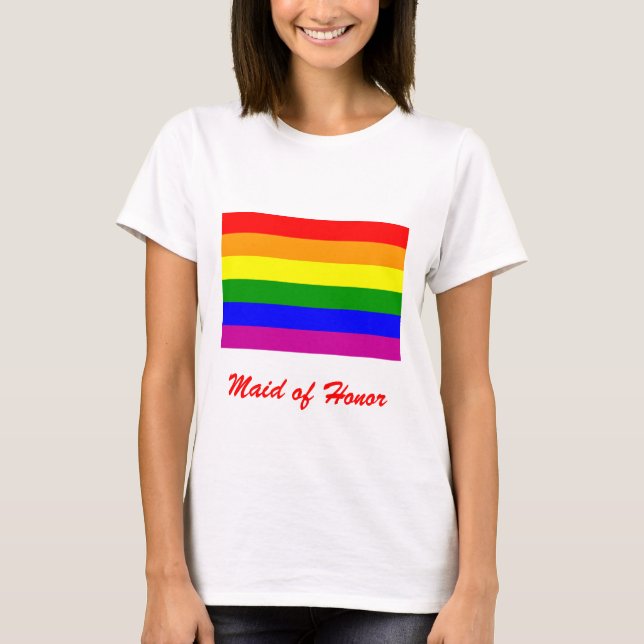 Maid of honor/Regnbåge Pridet Bröllop T-shirt (Framsida)