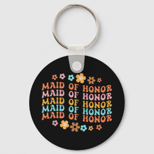 Maid of honor Retro Groovy Brudens sida Bridesmaid Nyckelring