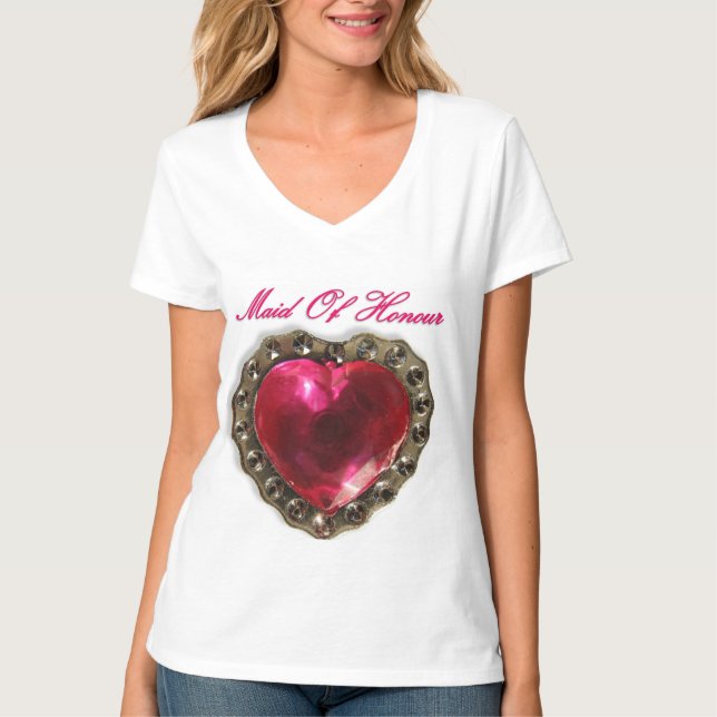 Maid of honor Rosa Heart T-Shirt (Framsida)