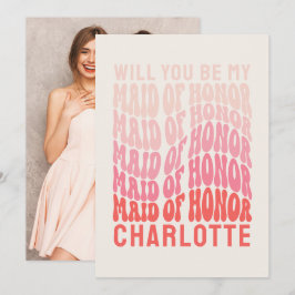Maid of honor Rosa, modern girly retro 60:s enkla Inbjudningar