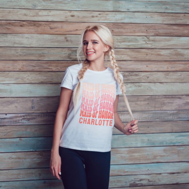 Maid of honor Rosa, modern girly retro 60:s enkla T Shirt (Skapare uppladdad)