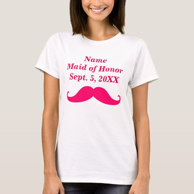 Maid of honor Rosa Mustache Womens Basic T-Shirt (Framsida)