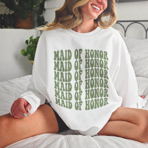 Maid of honor Sage Grönt Matching Brudens sida T Shirt