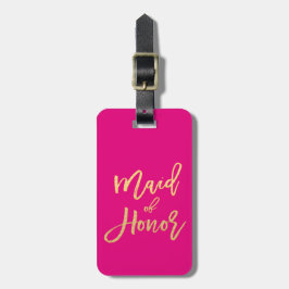 Maid of honor Shock rosa och Guld Bagagebricka