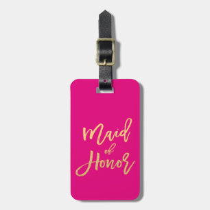 Maid of honor Shock rosa och Guld Bagagebricka