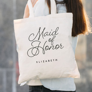 Maid of honor Simple Modern Calligraphy Bröllop Tygkasse
