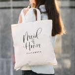 Maid of honor Simple Modern Calligraphy Bröllop Tygkasse<br><div class="desc">Maid of honor Simple Modern Calligraphy Bröllop Tote Bag har roligt och söt calligraphy,  tillsammans med personlig namn.</div>