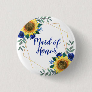 Maid of honor Solrosblått Blommigt Knapp