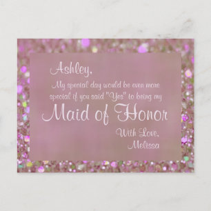 MAID OF HONOR - SÖT ROSA INBJUDAN VYKORT