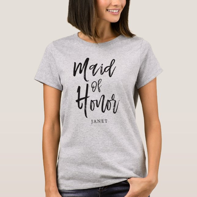 maid of honor Stil Personligt bröllp T Shirt (Framsida)