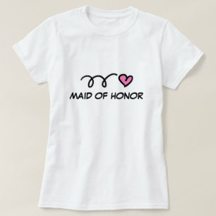 Maid of honor t-skjorta med rosa hjärta t-shirt