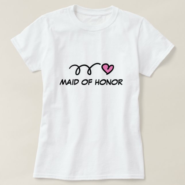 Maid of honor t-skjorta med rosa hjärta t-shirt (Design framsida)