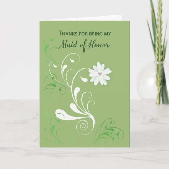 Maid of honor Tack med vitt wirlblomning Kort (Framsida)