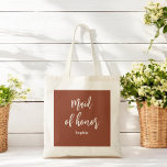 Maid of honor Terracotta Brown Tote Bag Tygkasse<br><div class="desc">Maid of honor Terracotta Tote Bag i Brown och White för Bröllop,  Brudens sida,  Möhippa,  Bachelorette Party. Ta en titt på fler produkter med den här designen i samlingen nedan.</div>