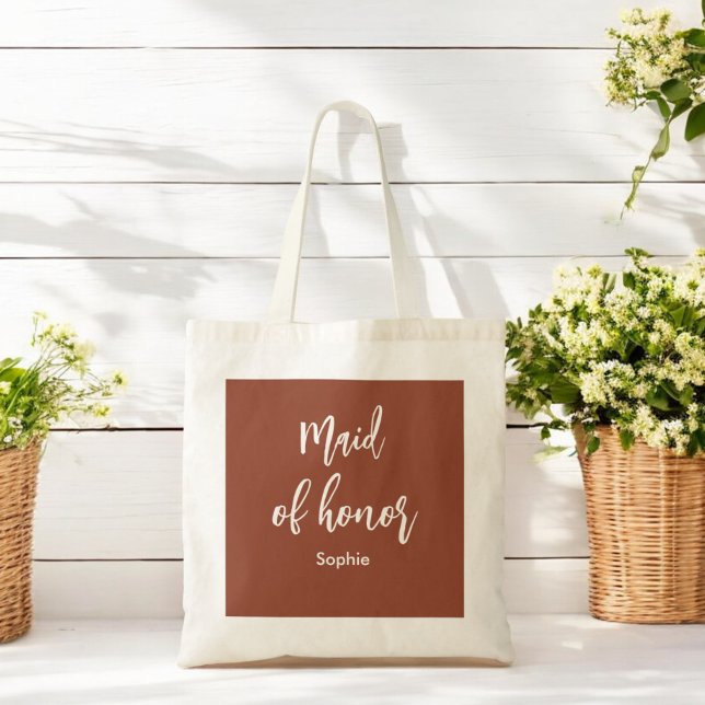 Maid of honor Terracotta Brown Tote Bag Tygkasse (Skapare uppladdad)