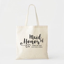 Maid of honor Tote Bag | Chic Swirl Modern Script Tygkasse
