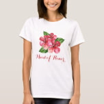 Maid of honor Tropical Blommigt Red Hibiscus T Shirt<br><div class="desc">Den här t-tröjan i maid of honor har en vattenfärgsröd hibiscus tropisk blommigt. Anpassa den med din egen text. Matchande produkter är tillgängliga. Besök vår butik eller visa våra samlingssidor för att se fullt.</div>