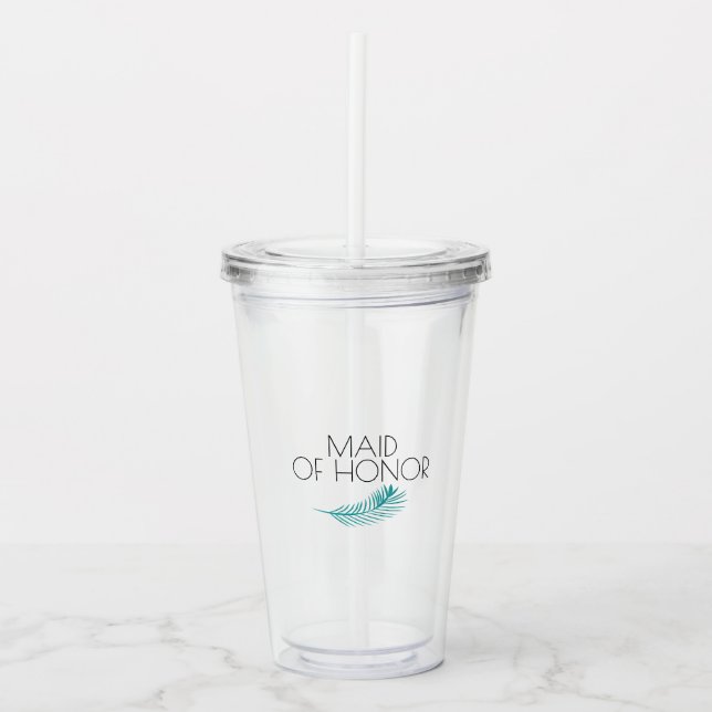 Maid of honor Tropical Handflatan Lövs Bachlorette Take Away Mugg (Framsida)