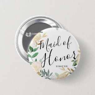 maid of honor Vit ros Bouquet Personligt bröllp Knapp