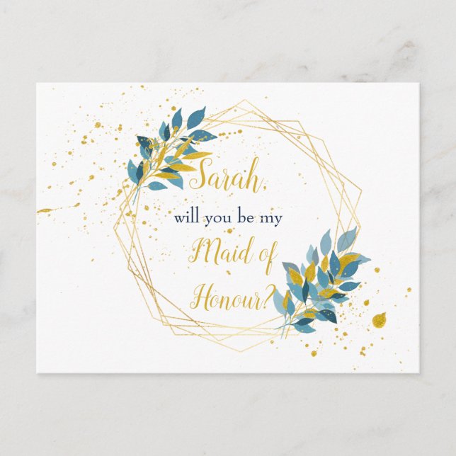 Maid of honor-vykort Brudens sida Inbjudan Vykort (Framsida)