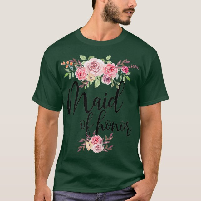 Maid of Honor Wedding Bridal Party T Shirt (Framsida)
