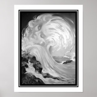 "Maid of the Mist" B&W 1937 Art Deco Print Poster