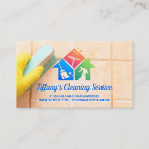 Maid Scrubbing Bathroom Tiles   Städning ikoner Visitkort