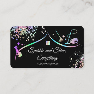Maid Städning House Holography Sparkling Business Visitkort