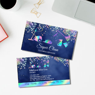 Maid Städning House Holography Sparkling Business Visitkort