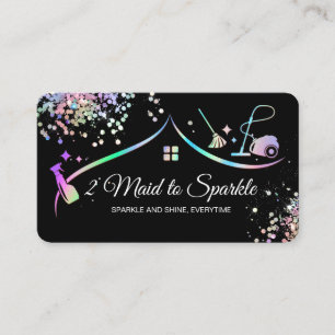Maid Städning House Holography Sparkling Business Visitkort