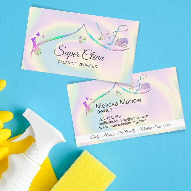 Maid Städning House Holography Sparkling Visitkort (Skapare uppladdad)