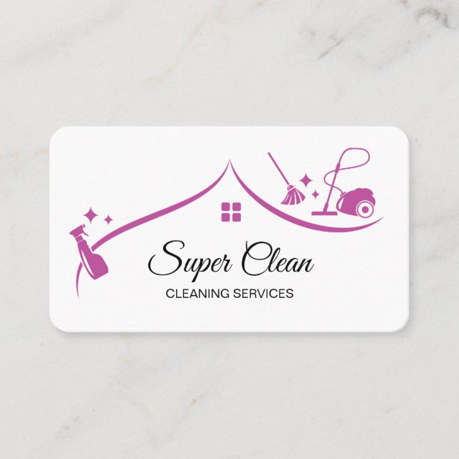 Maid Städning House Sparkling Fuchsia Visitkort (Framsida)