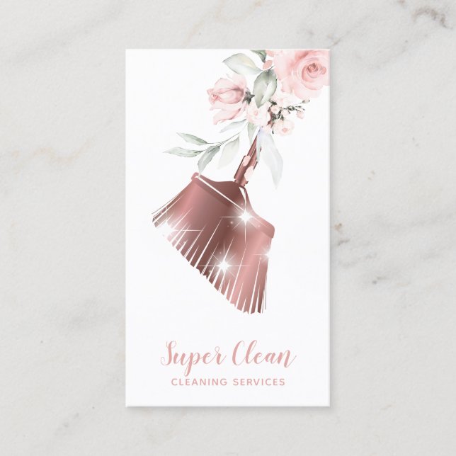 Maid Städning House Sparkling Guld Blommigt Visitkort (Framsida)